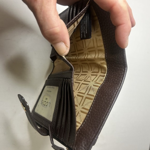 LODIS Kate North South French Purse Coin Purse Card Wallet Brown Leather - Picture 5 of 16